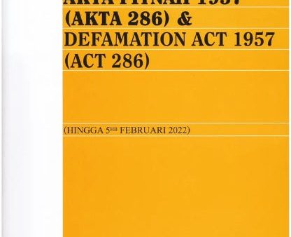 Akta Fitnah 1957 (Akta 286) & Defamation Act 1957 (Act 286) [Hingga 5hb Februari 2022] For Sale