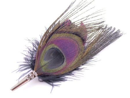 Feather Hat Pin - Peacock & Ostrich Feathers with Goose Swords Supply