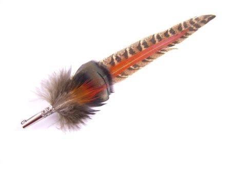 Feather Hat Pin - Orange Gamebird Feathers Fashion