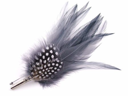 Feather Hat Pin - Guinea Fowl & Hackle Hot on Sale