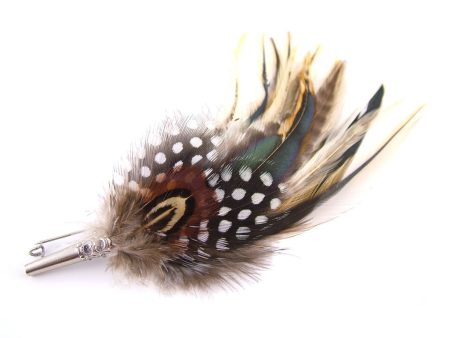 Feather Hat Pin - Badger Hackle with Guinea Fowl & Pheasant Hot on Sale